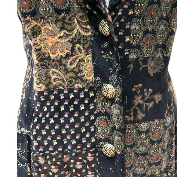 Vintage 1970s Black Velvet Patchwork Blazer Jacket Top – Women’s Small - - Picture 2 of 7